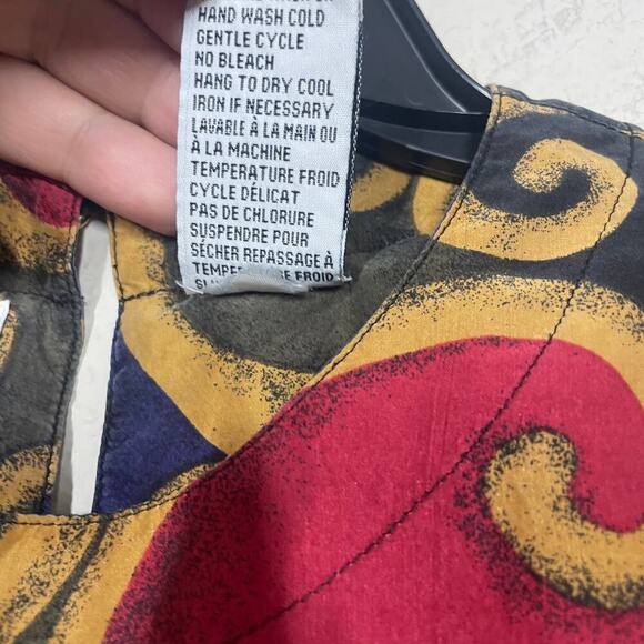 DG Studio Womens Size Large Silk Boxy Top Blouse Vintage Patterned Short Sleeves - Picture 6 of 7